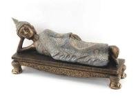 Buda Resina Inteligencia s/ Cama 16 x 36 cm aprox. (Motivo Dorado Jaspeado)