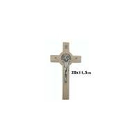 Cruz San Benito 20 cm madera blanca