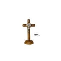 Cruz San Benito madera Con Base Oval 15 x 8 cm