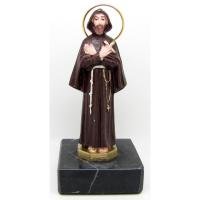 Francisco Asis 12 cm c/ Capucha - Resina (Base Marmol)